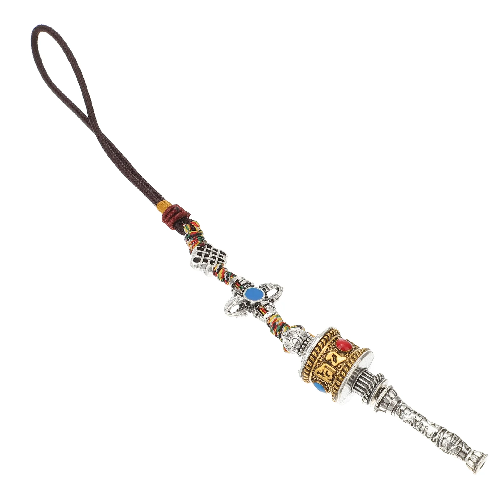 Prayer Wheel Pendant Hanging Decor Bag Car Key Fob Tibetan Style Vajra Creative Ornament