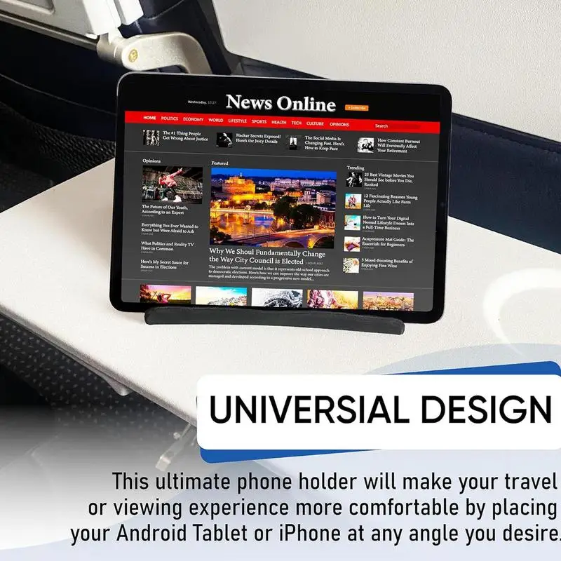 Soporte de teléfono para avión, accesorio de viaje para Smartphone, plegable, Flexible, para escritorio y tableta