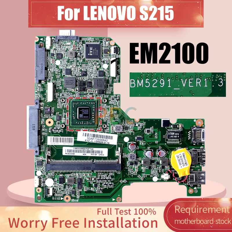 For LENOVO S215 Laptop Motherboard BM5291 EM2100 CPU 11S90003358ZZ Notebook Mainboard