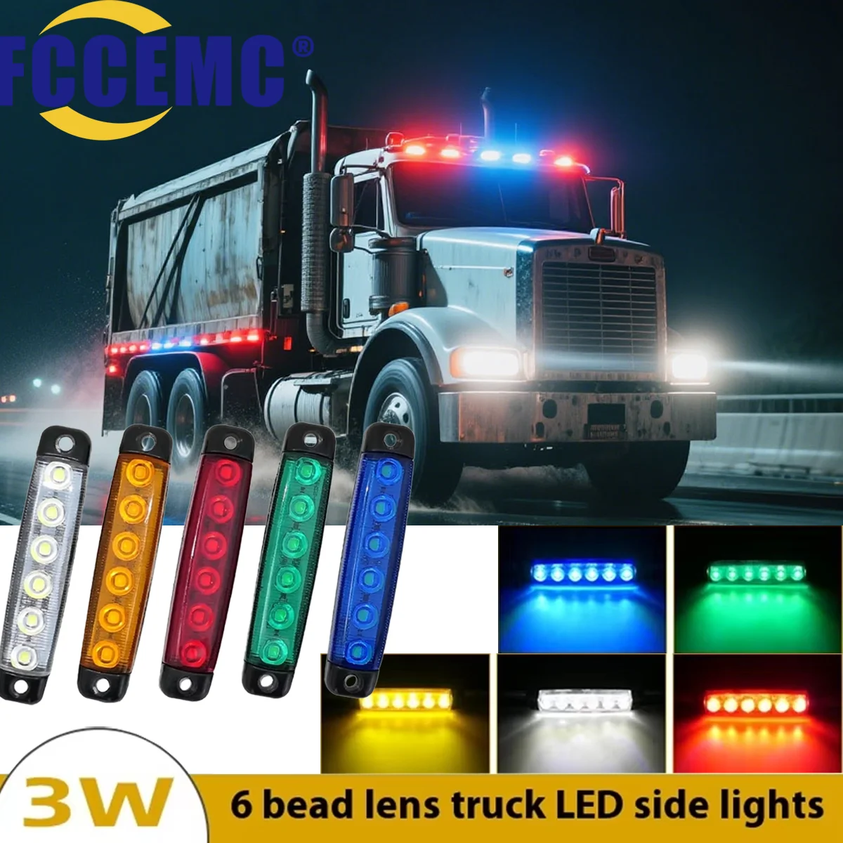 

2Pcs 6LED Car Truck Lorry Trailer Side Marker Indicators Light Night Safty Lighting Rear Highlight Tail Driving Light 12V 24V