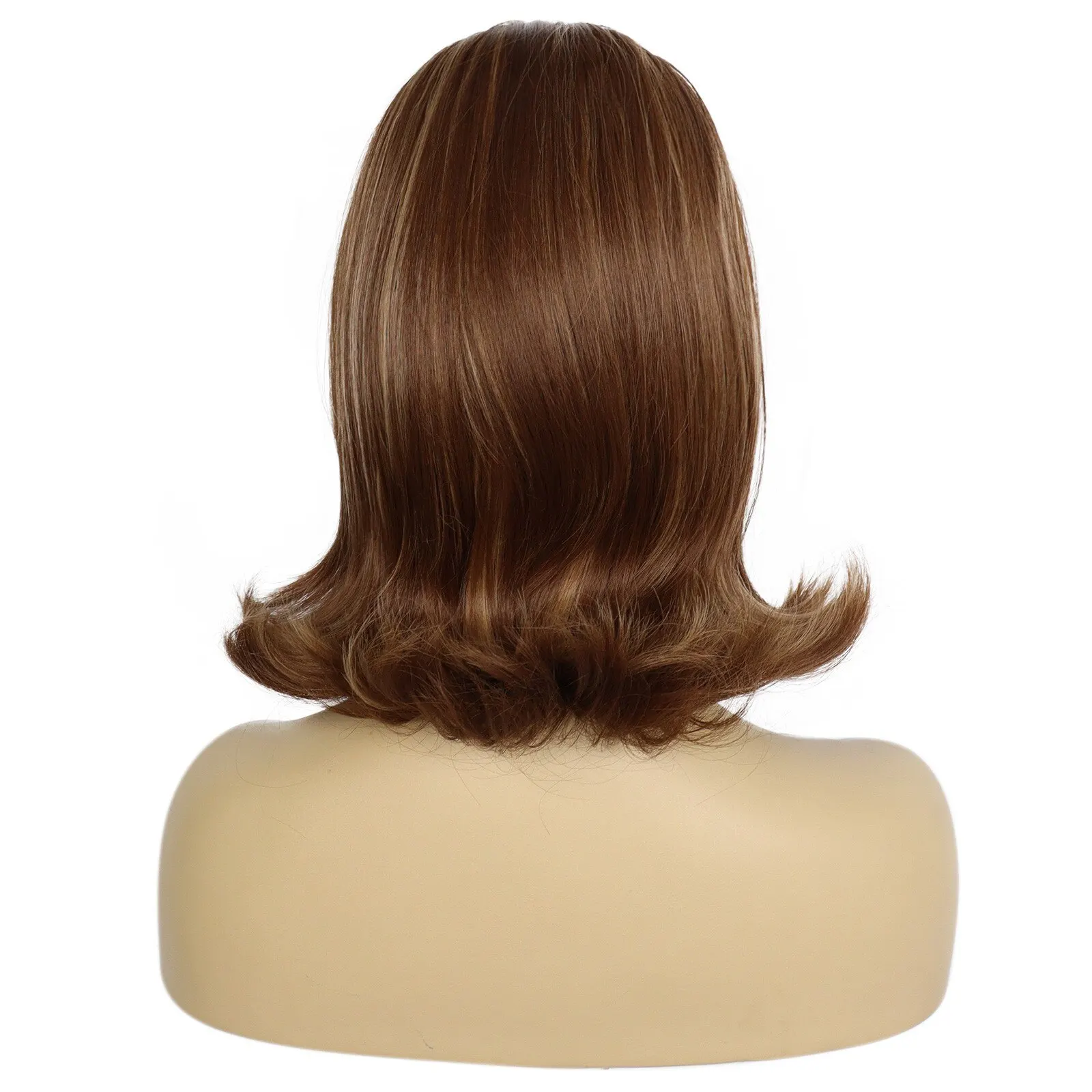 Synthetic 60s 70s Short 12inch Highlight Brown Retro Beehive Flip Bouffant Women's Synthetic Cosplay Wig for Halloween Christmas