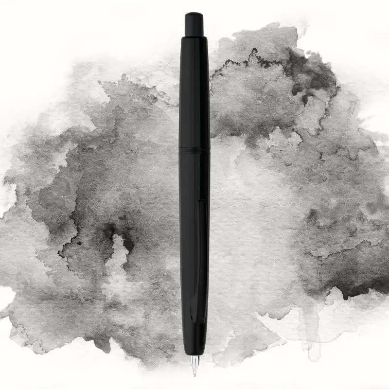 MAJOHN A2 Press Resin Fountain Pen Retractable EF Nib with Converter Silver/black Clip Office School Writing Gift Pen