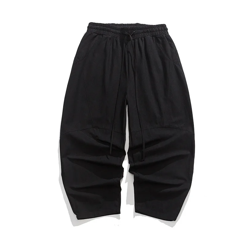Pantaloni Harem larghi primaverili da uomo Pantaloni sportivi oversize in lino cinese Pantaloni Harem maschili di marca casual di alta qualità