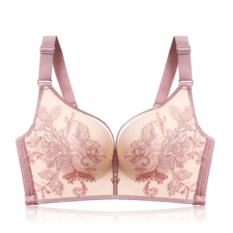 

Large size women's embroidery bra without steel ring 36-52 C D E thin full cup big breasts underwear 5 colors