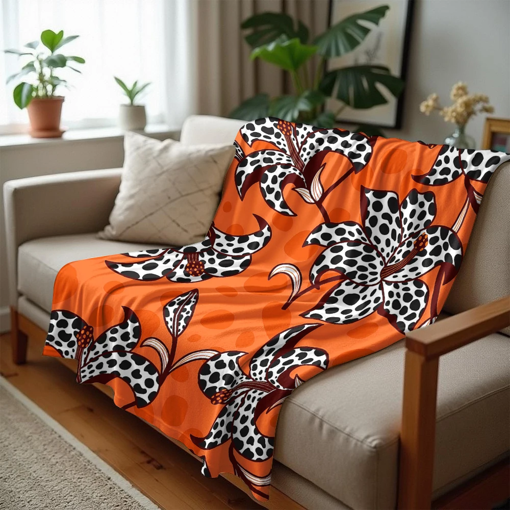 Leopard Print Lilies Lightweight Microfiber Soft Christmas Fleece Blanket Warm Cozy Throw for Bed Sofa Office Travel All Season