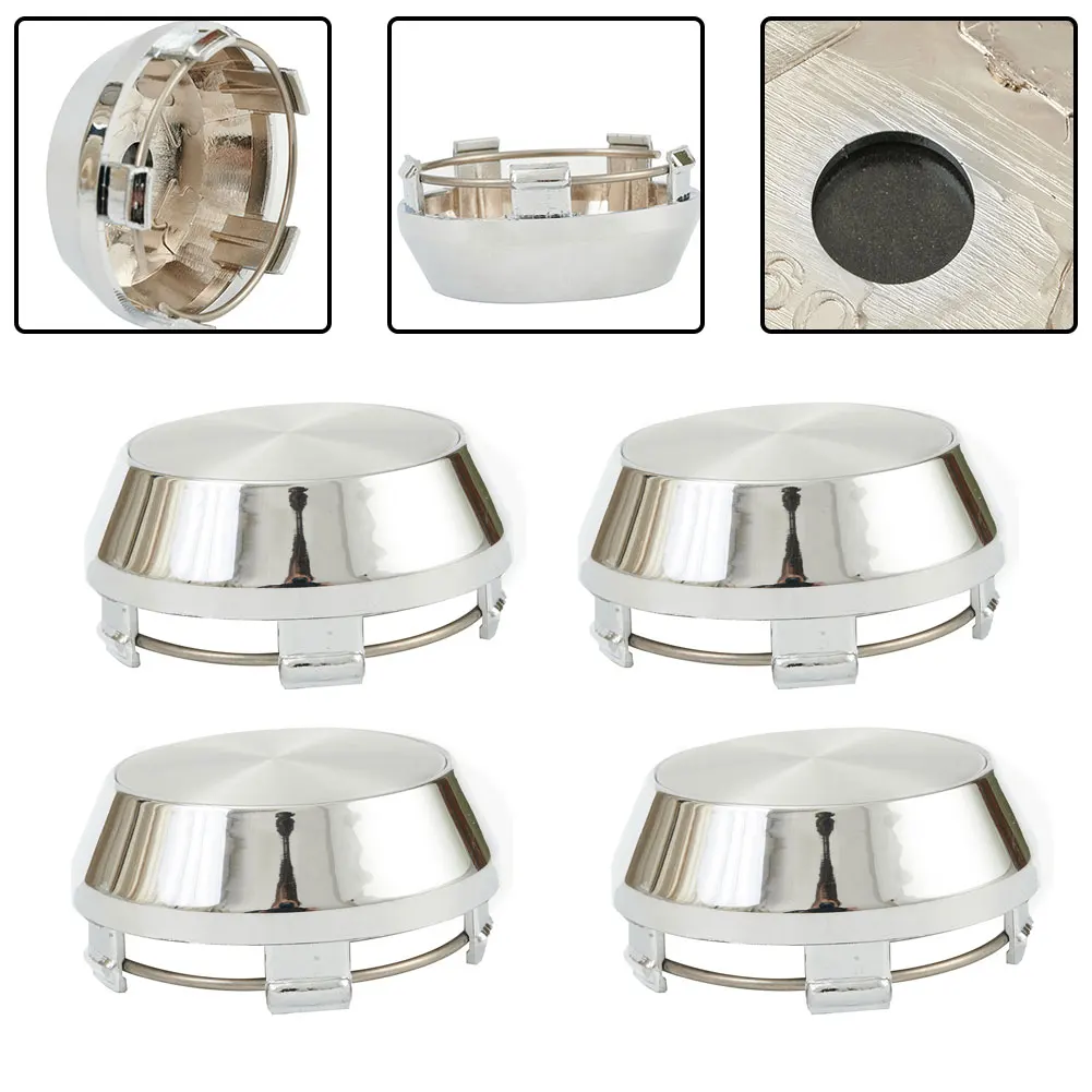 4pcs Car Wheel Center Cap For Wheel Center Cap Rim Chrome Hub Cap 60mm No Logo Silver Base For Many Kinds Of Vehicles
