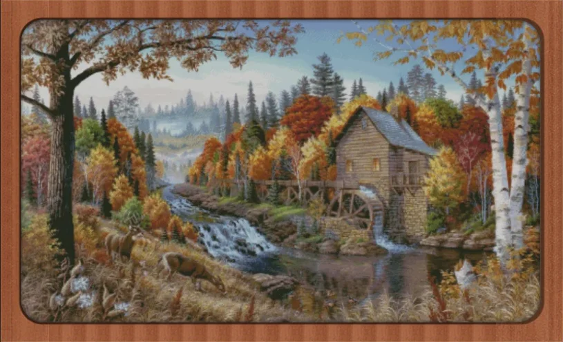 

Наборы для вышивания крестиком Woods Waterwheel (16CT, 18CT, 14CT) без печатной схемы, высшего качества, для рукоделия, декора дома