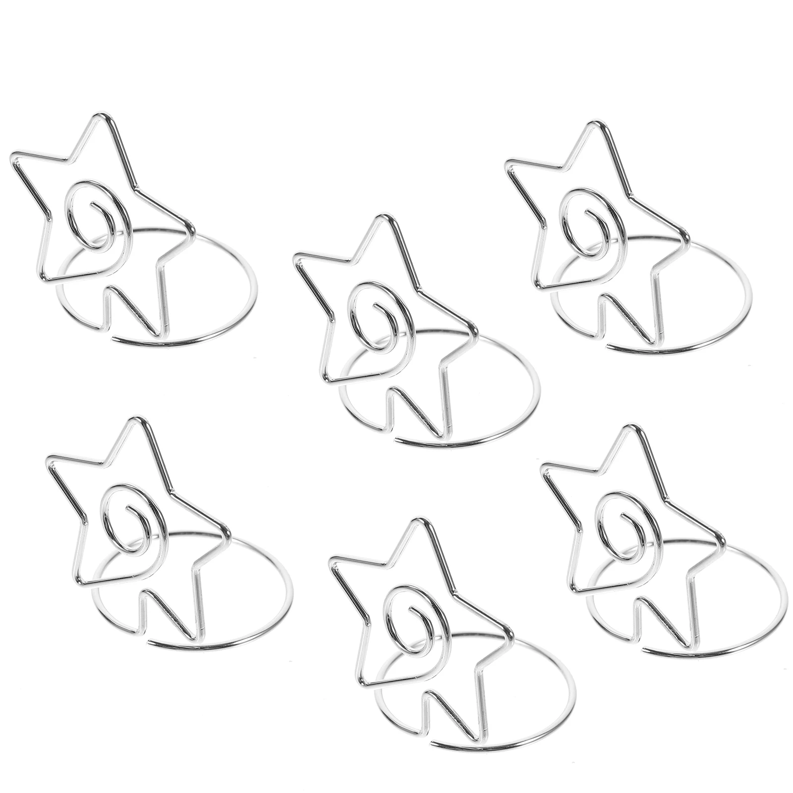 

6pcs Pentagram Card Placement Holders Picture Shelves Note Display s Table Number Place Photo Clips Practical Metal