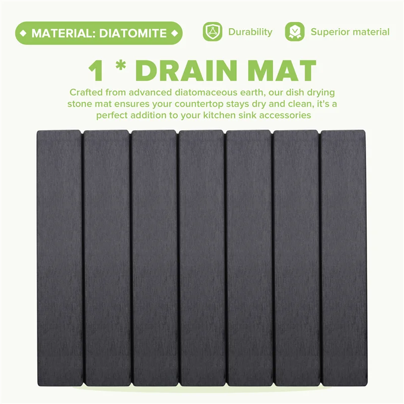 Dish Mat For Kitchen Counter, Instant Drying Pad, Diatomaceous Earth Water Absorbing Mat, Foldable-Best Selling