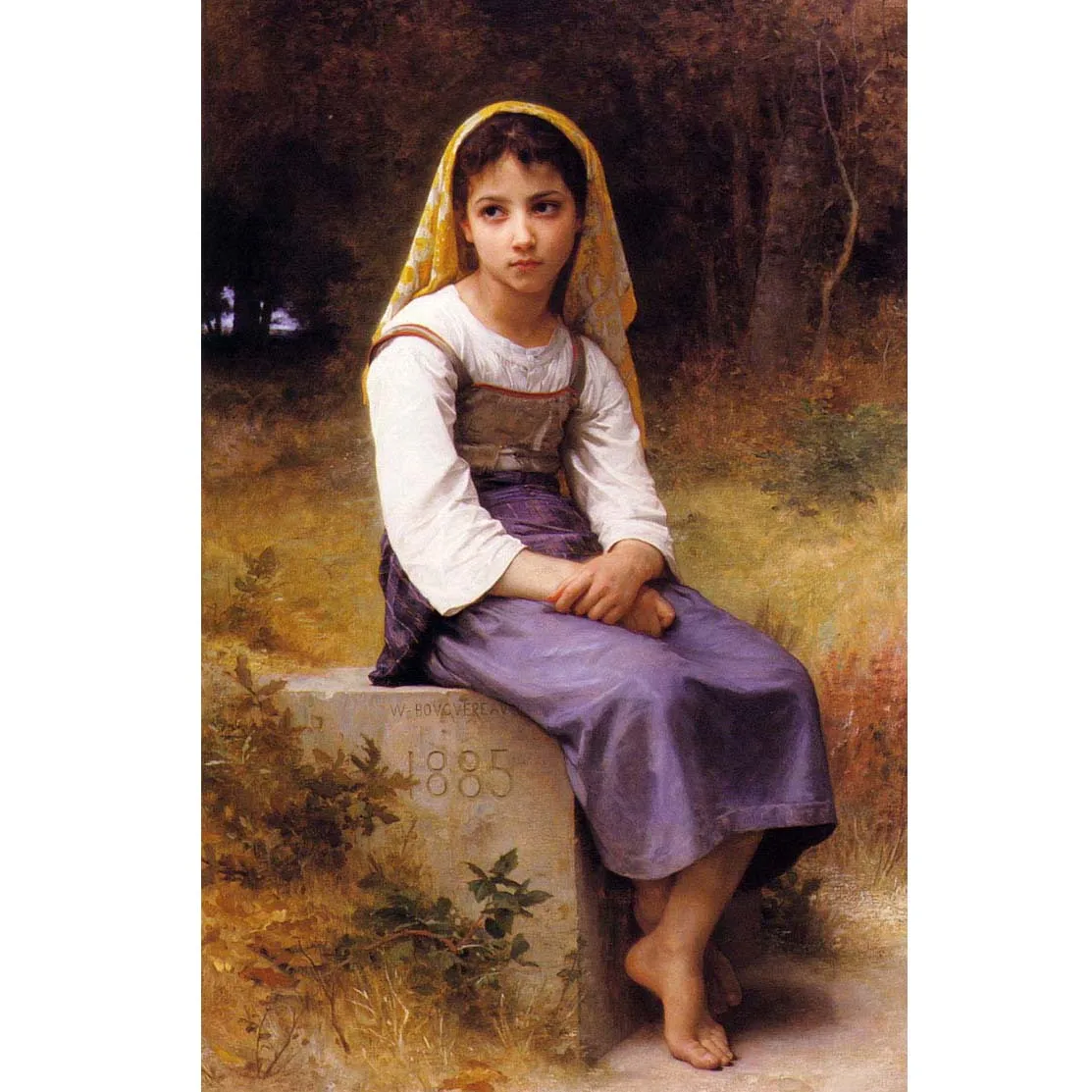 Meditation by William-Adolphe Bouguereau Hand painted famous painting reproduction Portrait oil painting on canvas for bedrrom