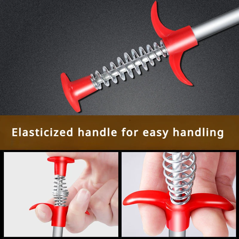 60cm Bathroom Hair Cleaner Flexible Sewer Unblocking Tool Sink Cleaning Hook Sewer Unblocking Spring Pipe Hair Remover Sewage