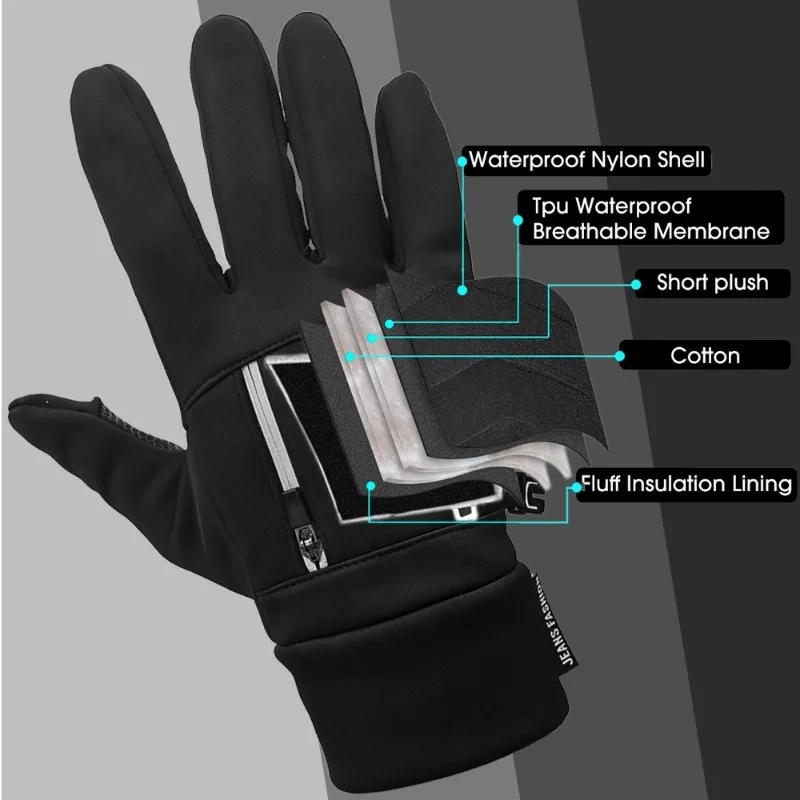 Thicken Outdoor Riding Ski Gloves Winter Warm Velvet Two Finger Flip Cove Touchscreen Windproof Waterproof Wear-resistant Glove