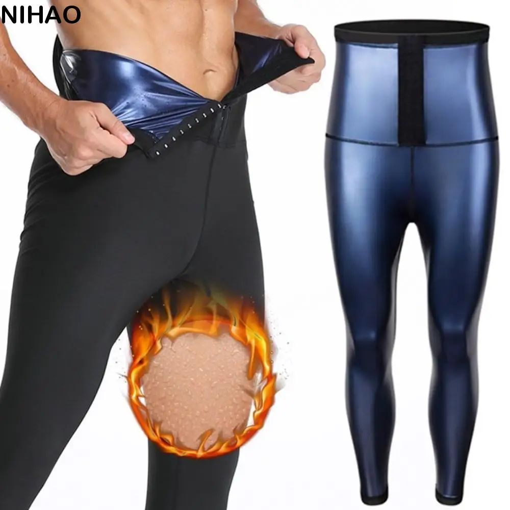 

Компрессионные брюки для поглощения пота, горячие термобелье с эффектом сауны, формирователь тела, тренажерный зал, готовый контроль живота, мужские леггинсы для бега