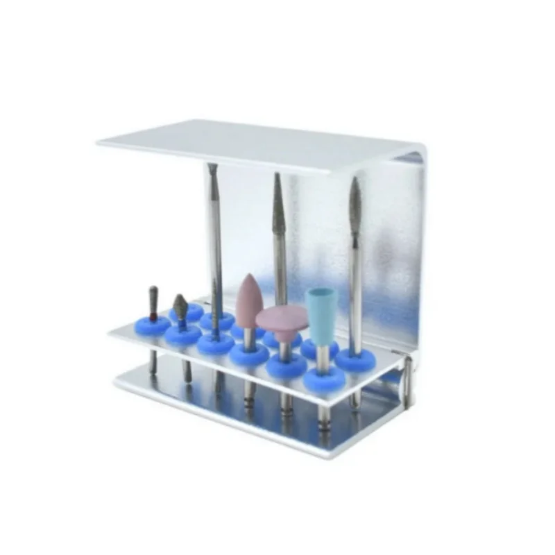 حامل أزيز الأسنان عالي السرعة ومنخفض السرعة لأداة العناية بالفم الطويلة صندوق معدني للتطهير 12 فتحة