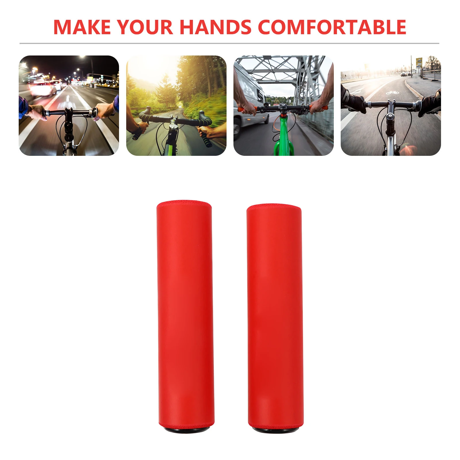 

1 Pair Anti-Slip Bike Handlebar Grips Silicone Lightweight Comfortable Shockproof Cycling Hand Rest Grip Cover Bicycle