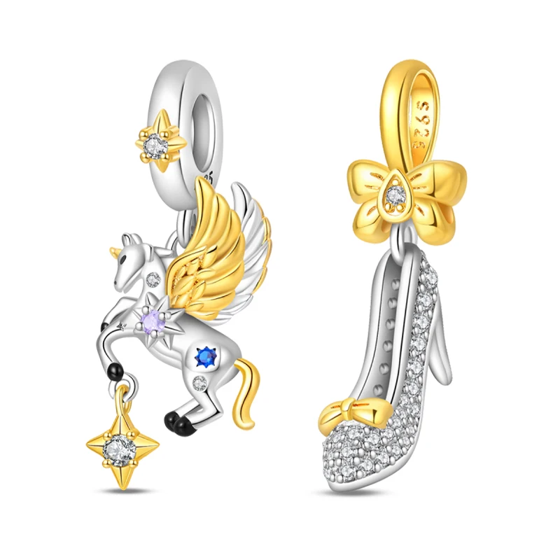 Original 925 Sterling Silber Dreamy Series Einhorn High Heels Charms Perlen CZ Zirkon Anhänger Passend für Armband DIY Damen Schmuck Geschenke