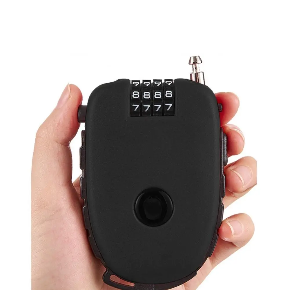 Anti-Theft Motorcycle Helmet Lock 4 Digit Retractable Motorbike Padlock Combination Lock Resettable Wheel Password Lock Cycling
