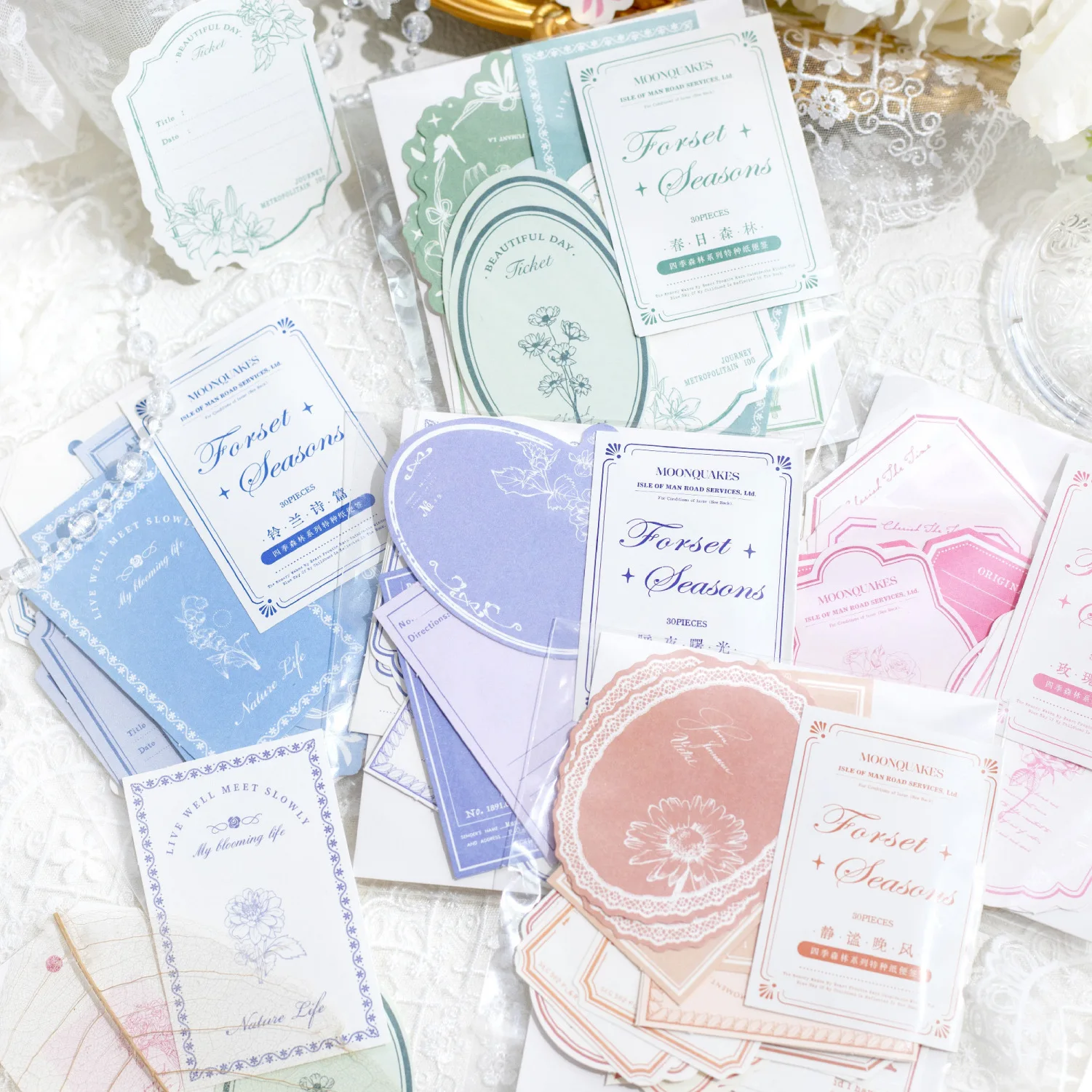 30pcs/lot Memo Pads sticker Material Paper Four Seasons Forest Junk Journal Scrapbooking Cards Retro Decoration Paper