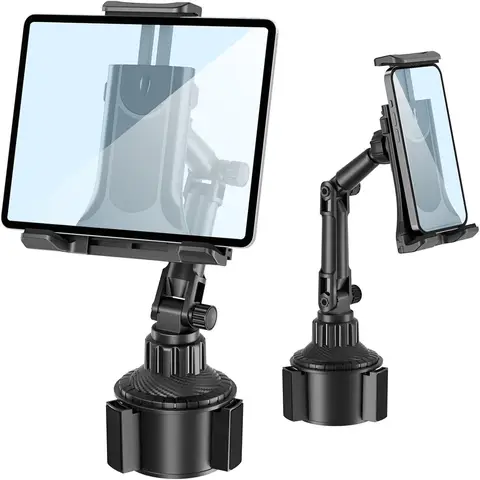 Araç Bardaklık Tablet Standı – 6-12.9" Tabletler ve Telefonlar için 15" Ayarlanabilir Montaj, Geniş 1.57" Kelepçe, Seyahat ve Evde Kullanım için Eller Serbest
