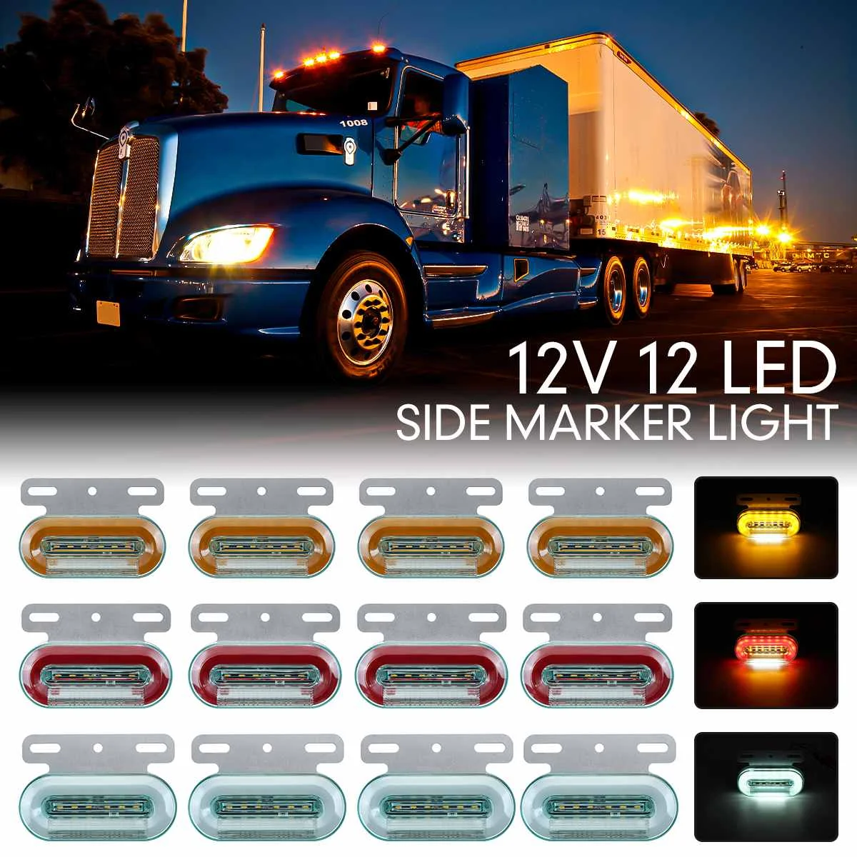 2/4PCS 12V 12LED Side Marker Lights Car External Lights Signal Indicator Lamps Warning Tail Light 3 Modes Trailer Truck Lorry