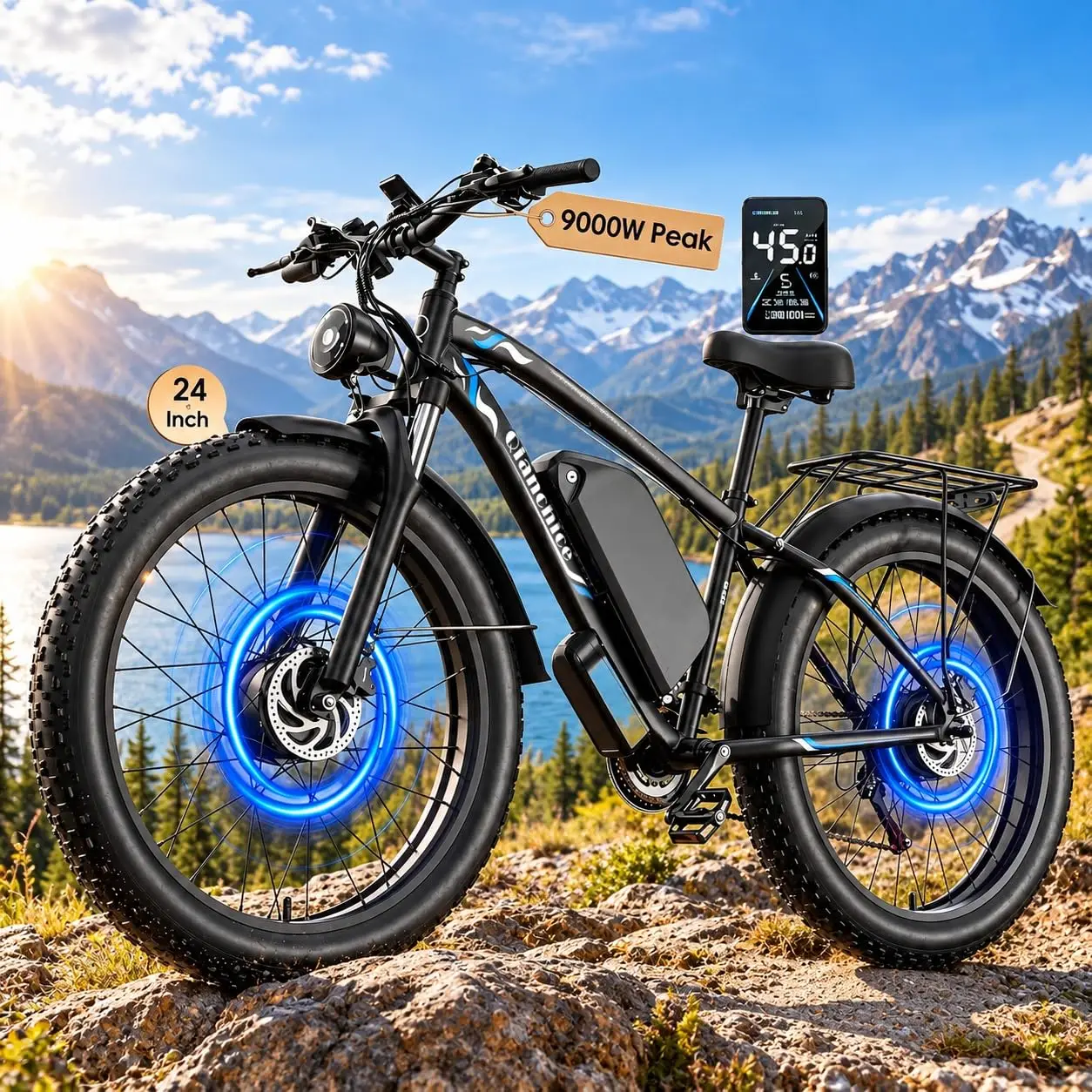 9000W Dual Motor Ebike 58V 36Ah 40-45MPH 24