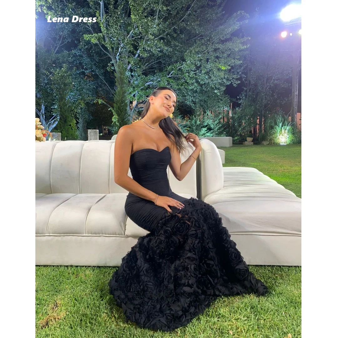 

Lena Black Luxurious Women's Evening Dresses for Special Occasions Woman Party Dresses 2025 Woman Luxury Floral Lace Prom Dress
