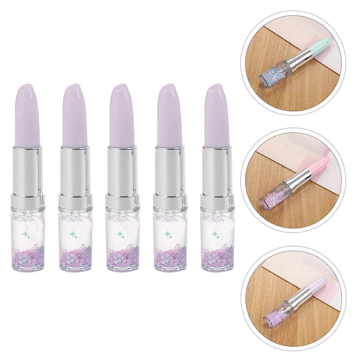 

5Pcs Sweet Lipstick Gel Pens Cartoon Shape Lovely Design Easy to Use Grip for Classmates Teachers Friends Birthday