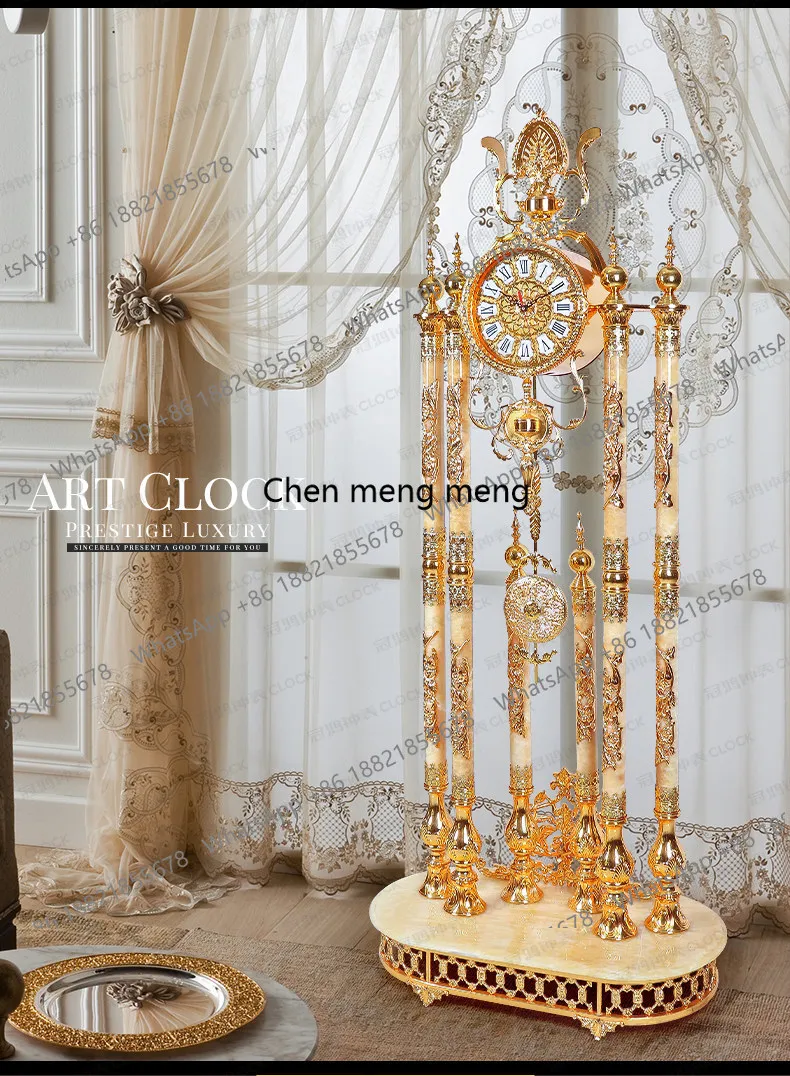 

European floor clock Topaz standing clock Luxury villa Home floor clock Living room Crystal floor