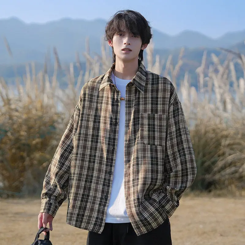 

Retro Plaid Men's Long Sleeve Casual Shirt Spring Autumn Loose Fit Fashionable Streetwear Office Wear Date Night Outing Travel