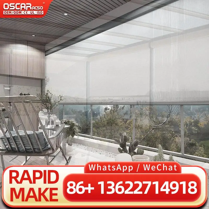 Automatic Motorised Outdoor Weatherproof Zip Track Sunscreen Roller Blind for Porches Gardens Patios Rolling Blind