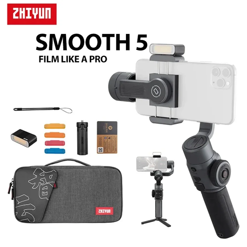 ZHIYUN Smooth 5 Gimbal Phone Handheld Stabilizer 3-Axis Portable Smartphone for iPhone 14 Pro Max/Huawei/Xiaomi for Samsung