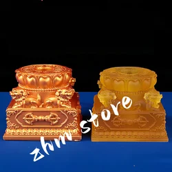 10cm Exquisite Resin Gold/Yellow Tibetan Buddhist Supplier Lotus Vajra Decorate Hand Cranking Prayer Wheel Base