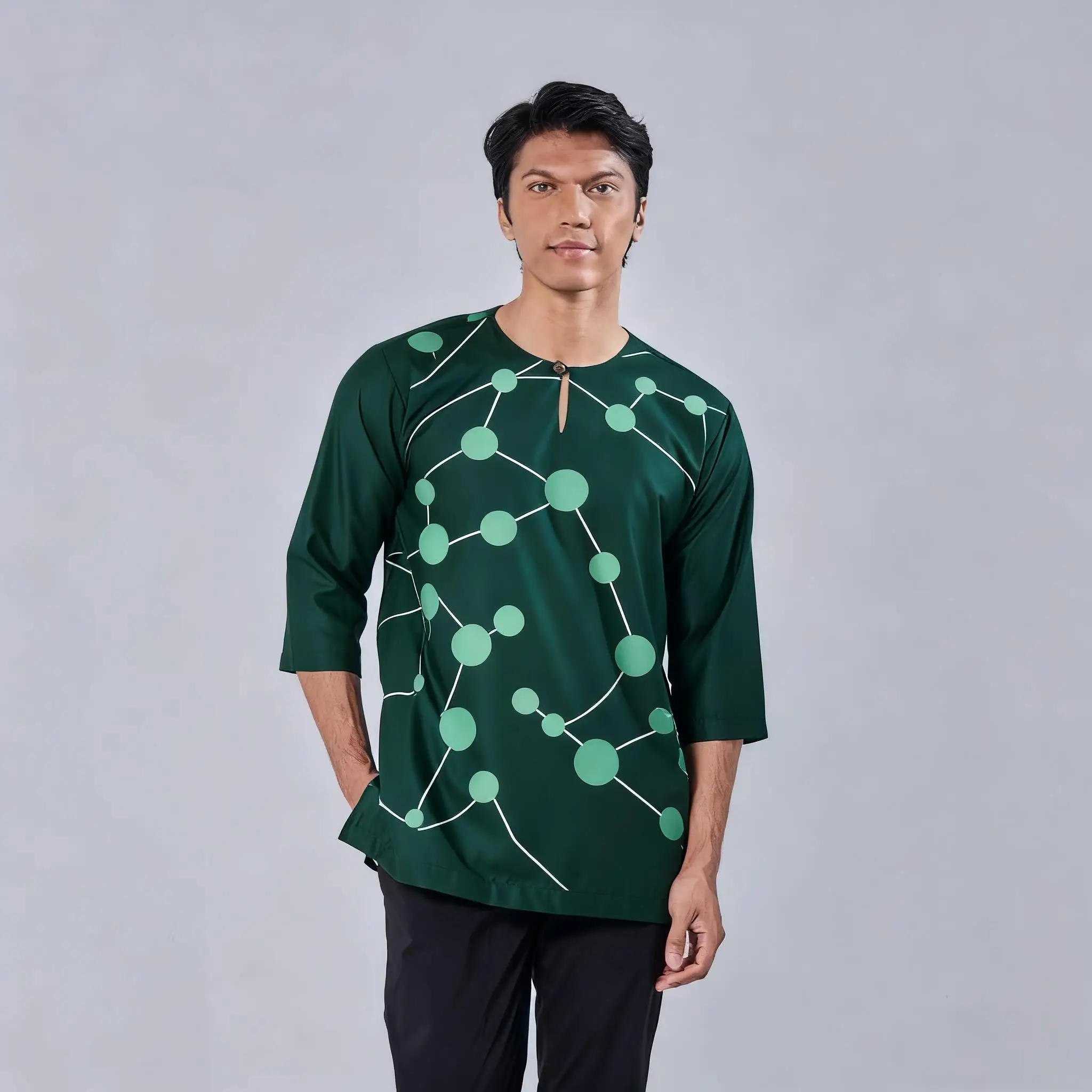 تي شيرت بأكمام قصيرة ملابس صلاة إسلامية فاخرة على الطراز الأفريقي البرنز أزياء مطبوعة على الطراز العربي الوطني Maroc Homme #2