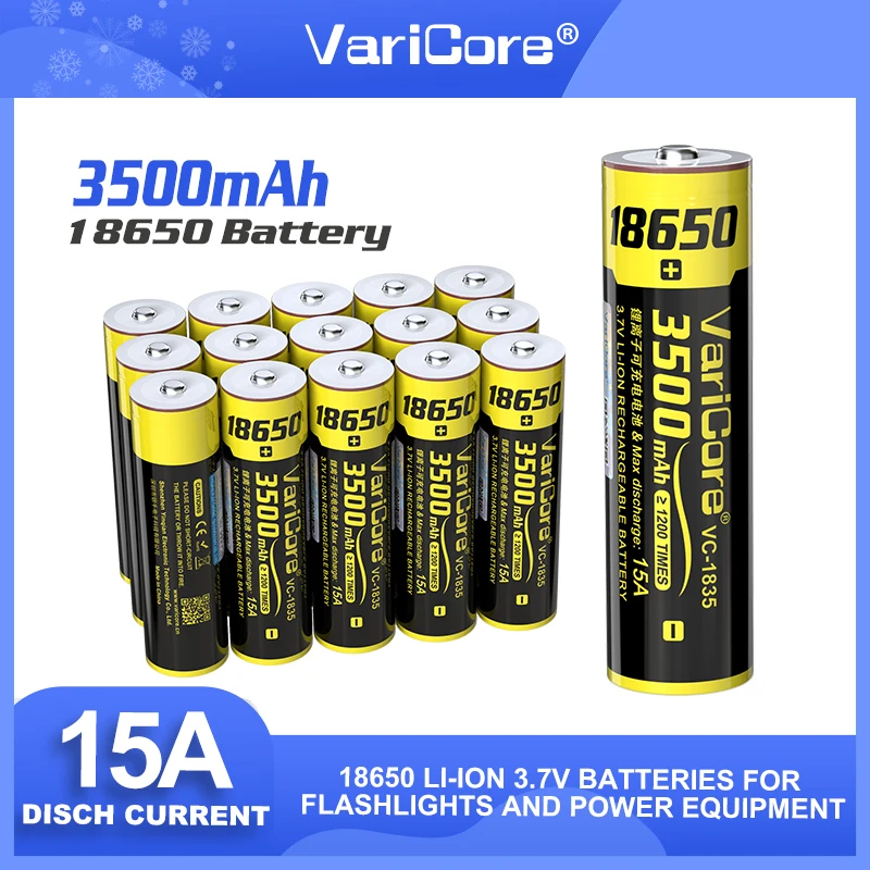 

1-6PCS Varicore 18650 Rechargeable Lithium Battery V-1835 3.7V 3500mAh for Flashlight Batteries DIY Pointed