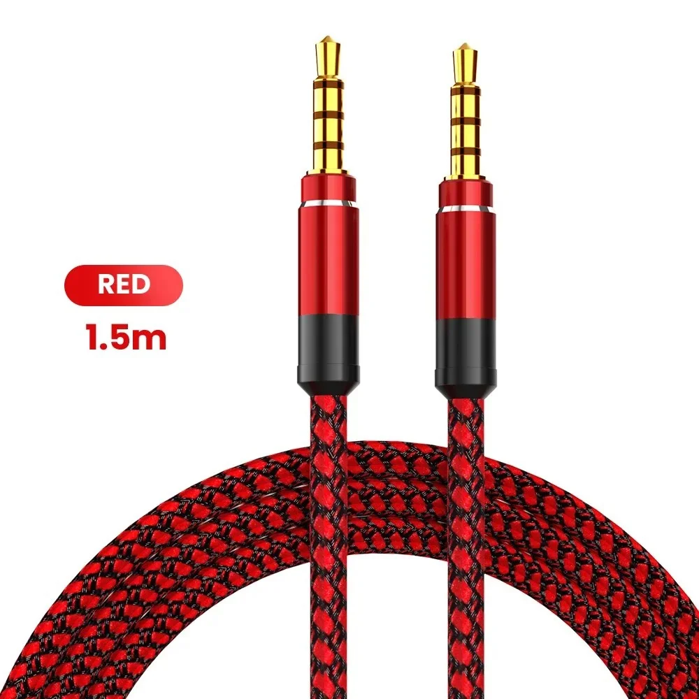 1.5mm Male to Male Aux Audio Cable Braided Nylon Hi-Fi Sound for Car Stereo Headphone Speaker iPhone Samsung Xiaomi