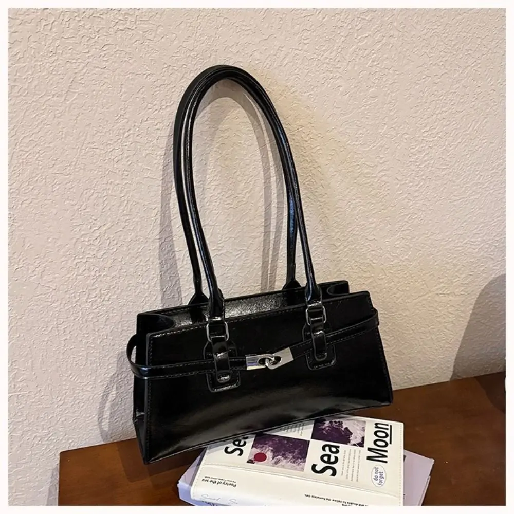 PU Leather Underarm Handbags Zipper Waterproof Motorcycle Bag Large Capacity Belt Buckle Design Shoulder Satchels Autumn Winter
