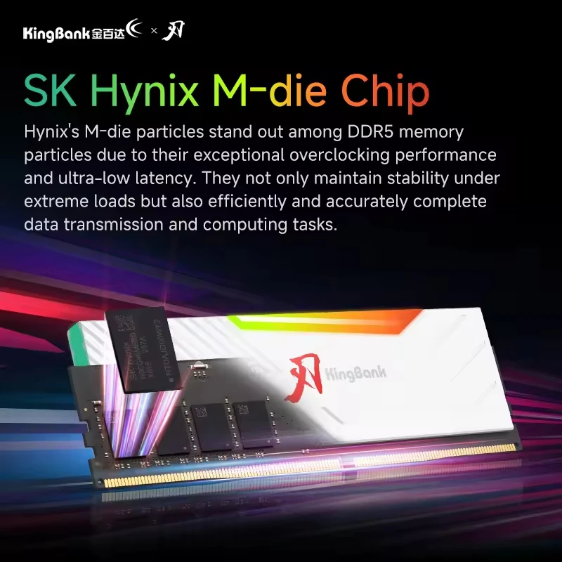 KingBank DDR5 RGB RAM 24GB(24GBX1)/48GB(24GBX2) 8000MHz 8400MHz CL38/CL40 Memory for Desktop Gaming Computer Hynix M-die