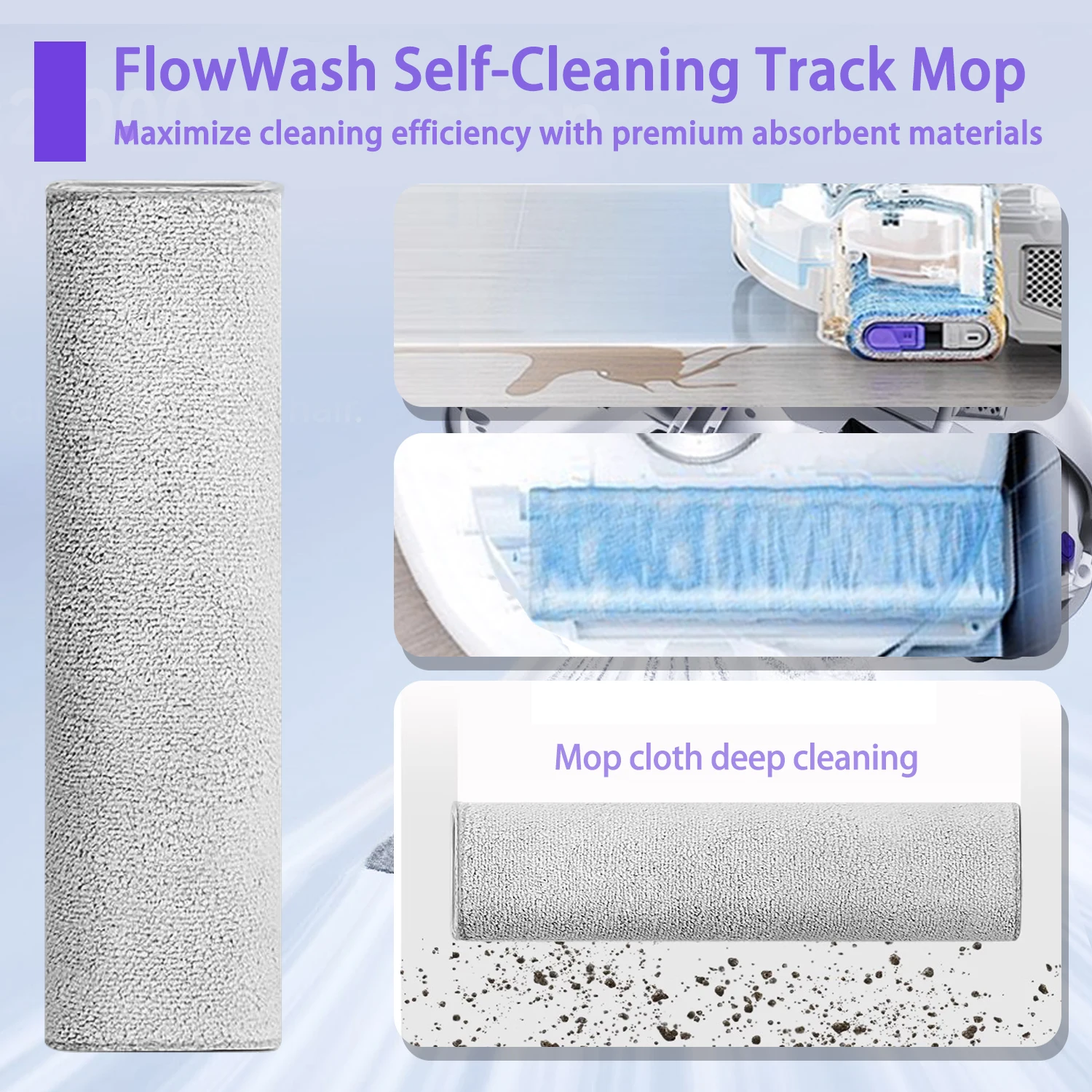 مناسبة لملحقات المكنسة الكهربائية الروبوتية Narwal Flow: الفرشاة الرئيسية/ممسحة المسار/الفرشاة الجانبية/فلتر HEPA/حقيبة الغبار