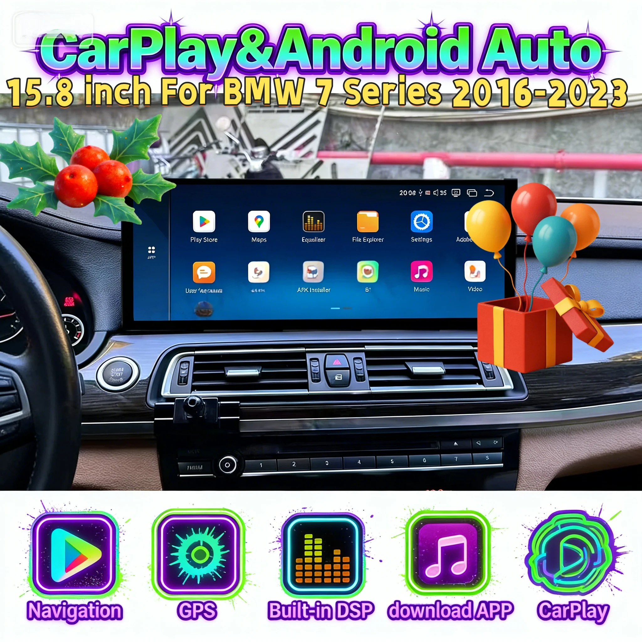 Multimedia Android 4G Navigation For BMW 7 Series 2016-2023 Wireless CarPlay Car GPS Navi Radio Touch Screen Head unit 15.8inch