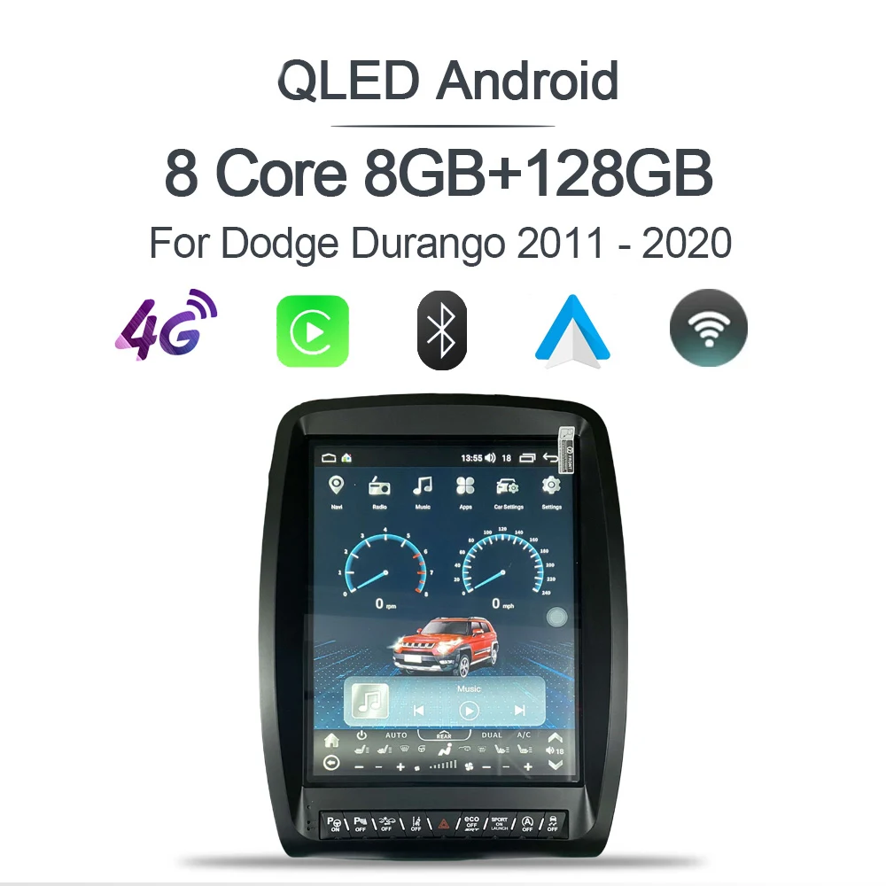 

13-дюймовый радиоприемник 2din для Dodge Durango Android 2011-2020 Tesla Экран GPS Carplay Автомобильный мультимедийный видеоплеер Стерео Navi Head Uni