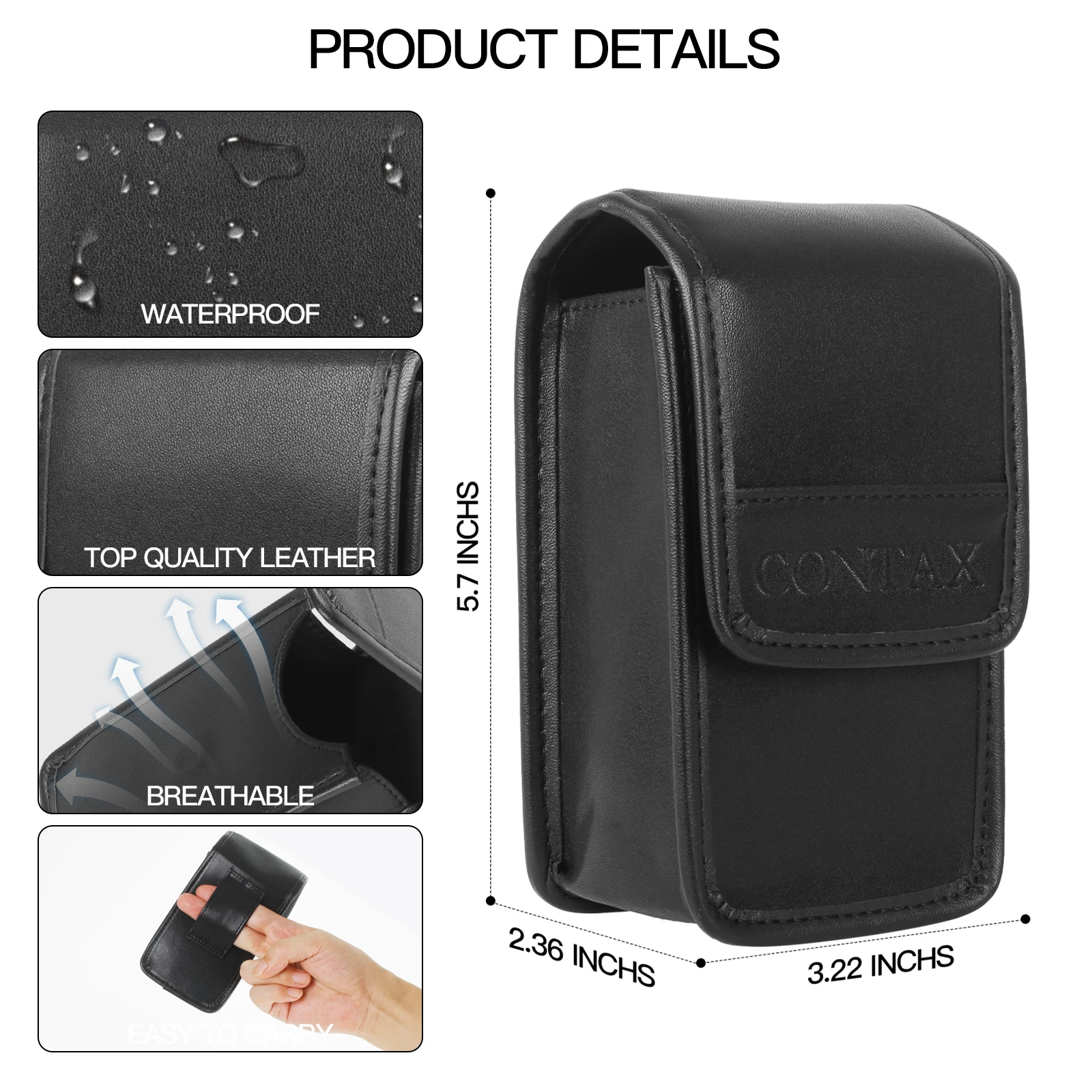 Leather Camera Case Cover Protective Bag for Contax T2 T3 TVS1 TVS2 TVS3 Camera