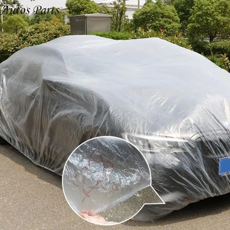 

57BA PE Plastics Clear Full Car Protective Auto Vehicle Disposable Car Cover