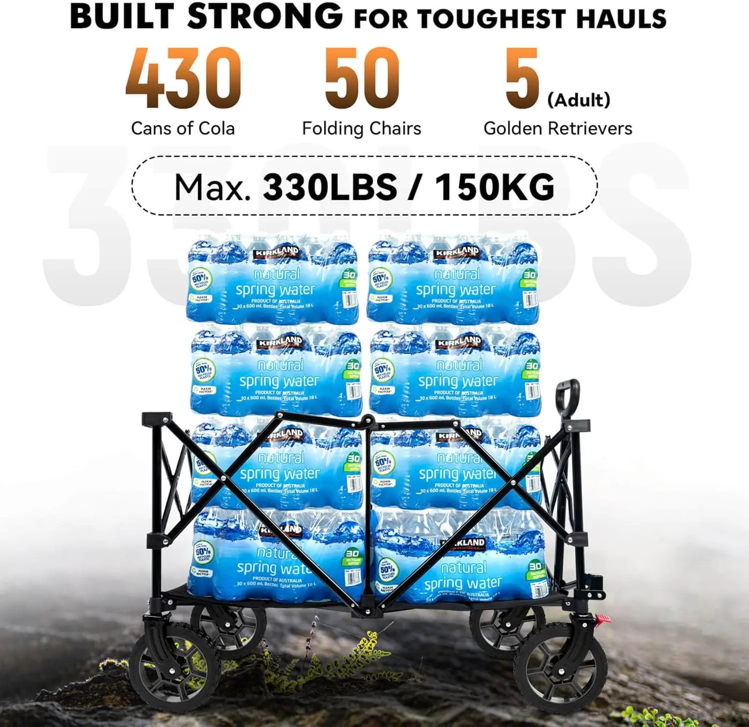 Extra Large Foldable Wagon Cart - 330LBS Capacity, All-Terrain Wheels for Outdoor Garden Beach Transport