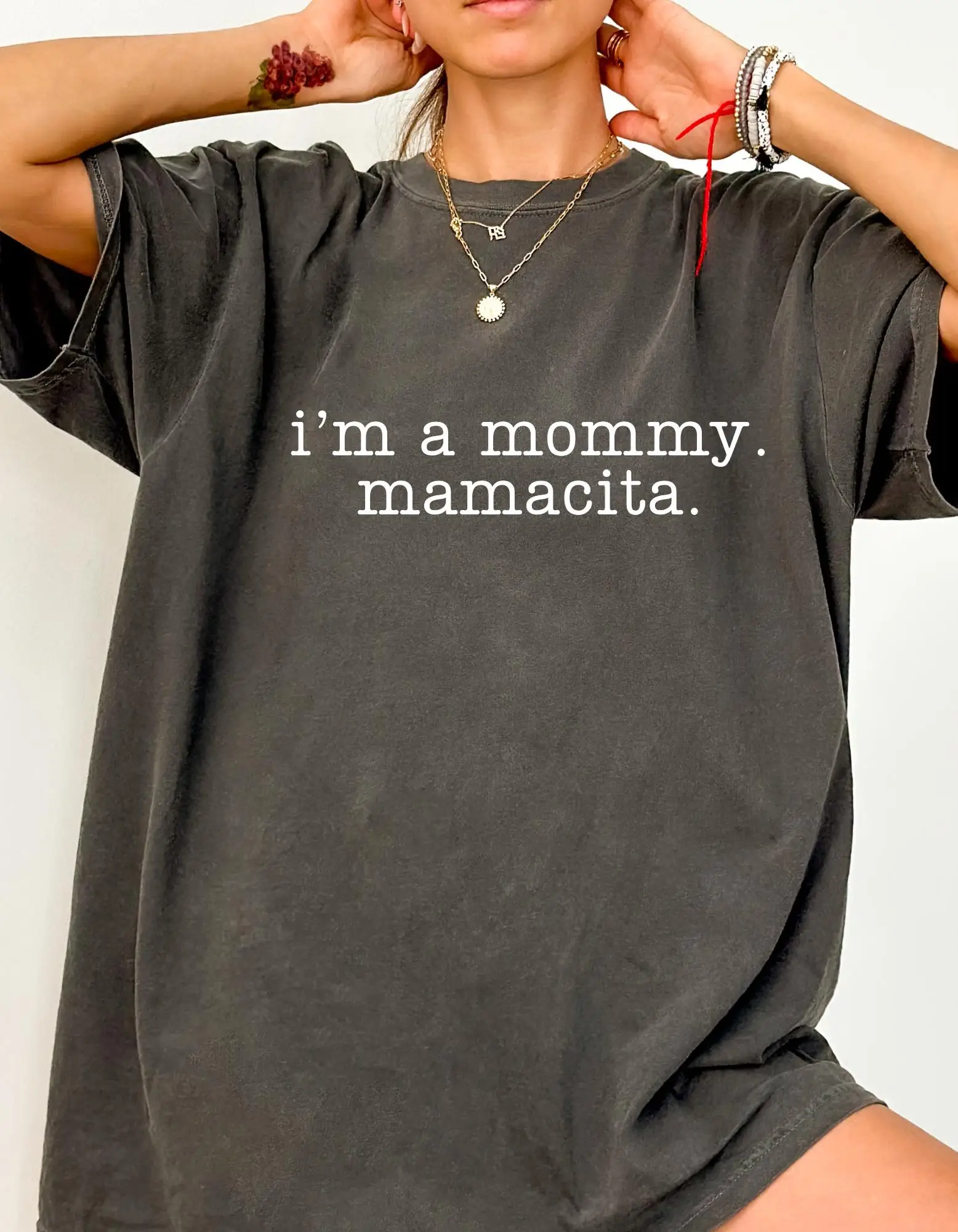 Women I'm A Mommy Mamacita T-Shirt Unisex Cotton Short Sleeve Streetwear Oversized Loose  Love Inspired Island Quotes I'm A Mom
