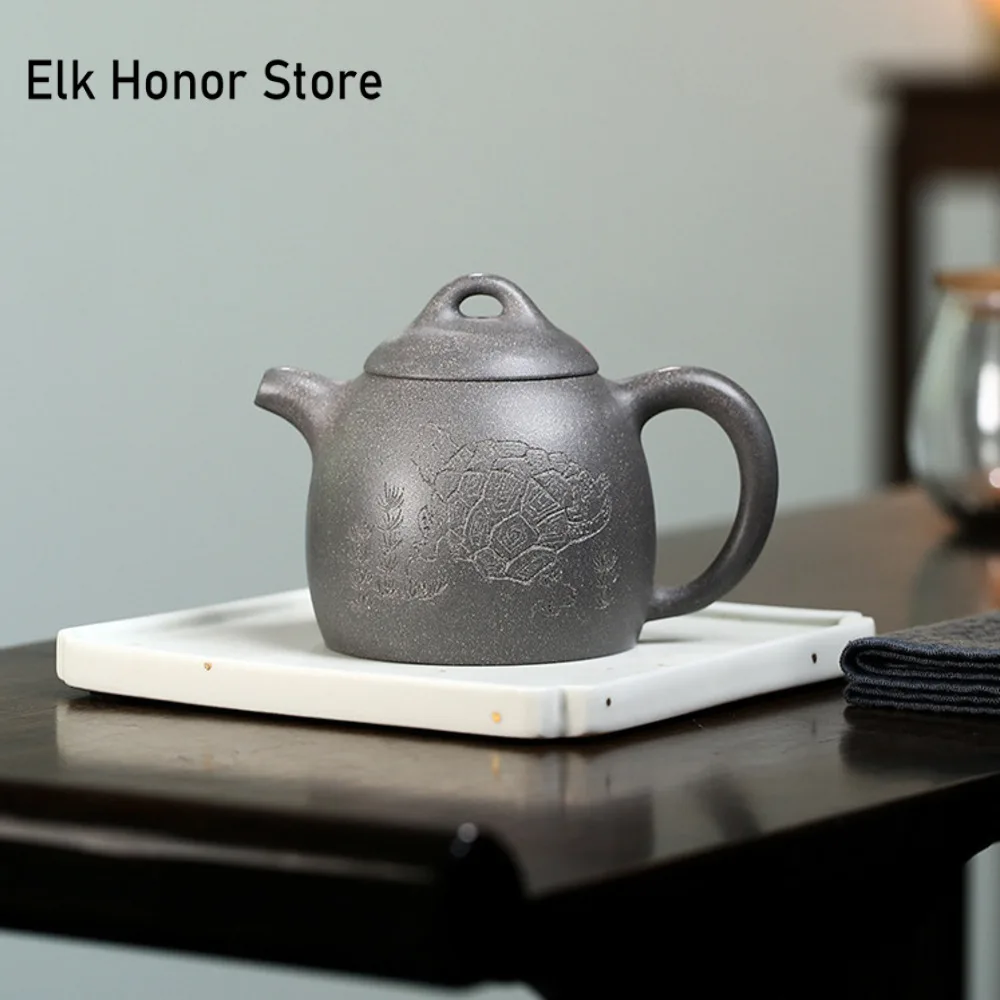 

250ml Chinese Yixing Purple Clay Tea Pot Creative Qinquan Pu 'er Teapot Handmade Beauty Kettle Raw Ore Cinerous Mud Zisha Teaset