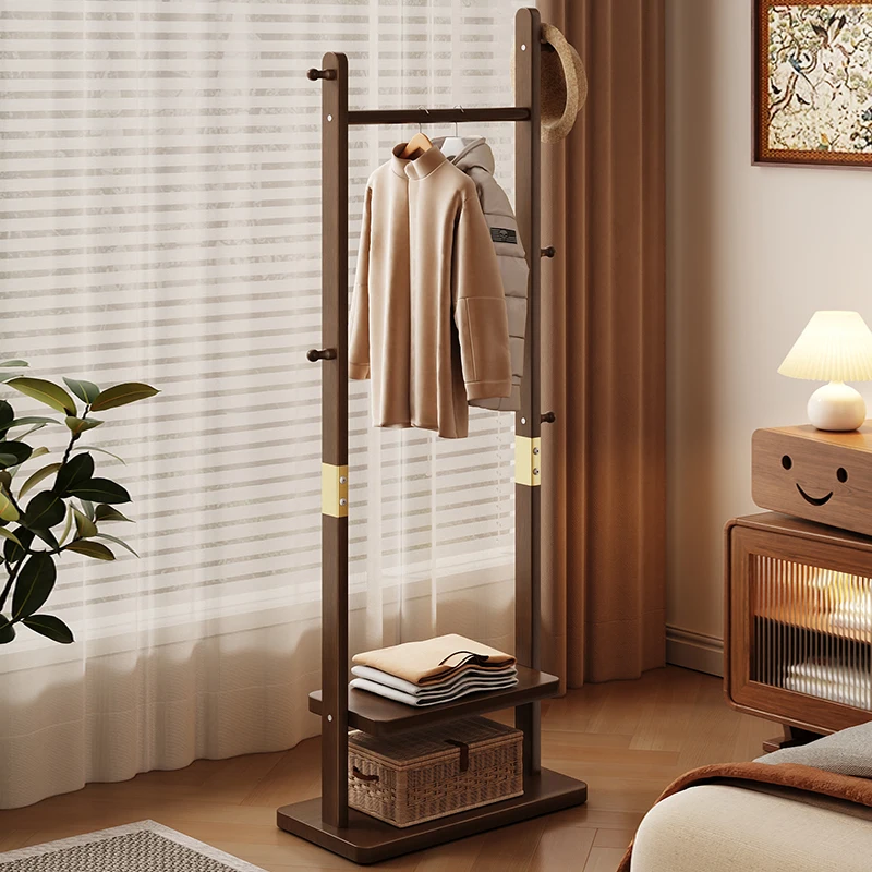 Arctic tree solid wood hanger floor-to-ceiling bedroom household coat rack Chinese small does not take up space to hang