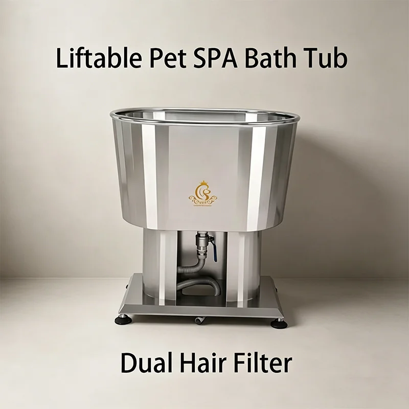 EUR PET Premium All Stainless Steel Pet Water Bath Tank Closed Sink with Double Filter for Pet Grooming & SPA Therapy
