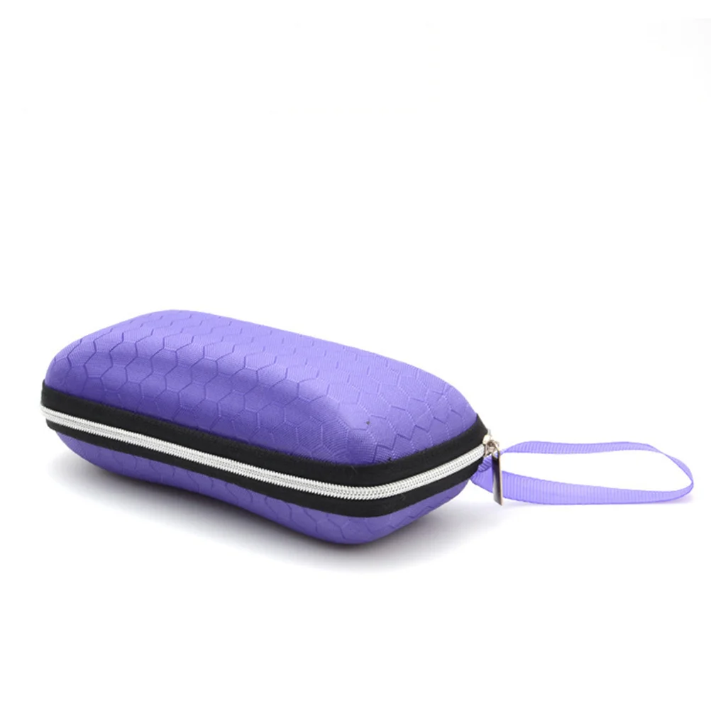 1pc Zipper Eyeglasses Case Honeycomb Pattern Glasses Case Sunglasses EVA Box Protector with Zipper (Purple)