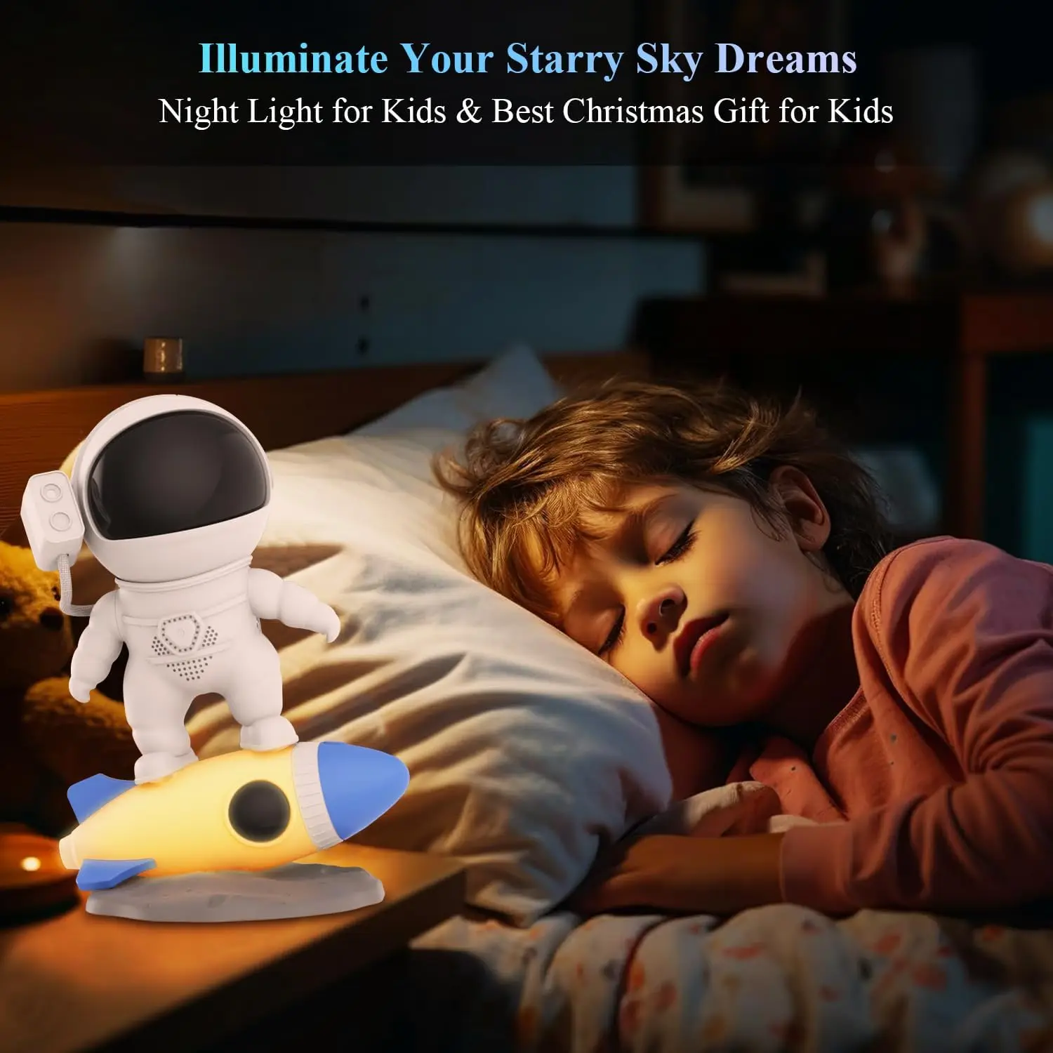 Rocket Astronaut Galaxy Nebula Projector Planetarium Space Star Night Light for Bluetooth Remote Voice Control Room Decor