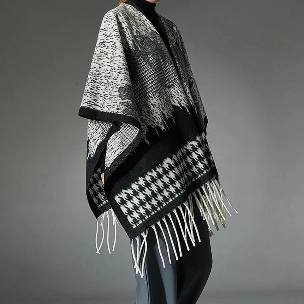 Europese en Amerikaanse herfst en winter 2025, nieuwe jacquard zwarte en grijze bontkraag sjaal high-end-GZXX744